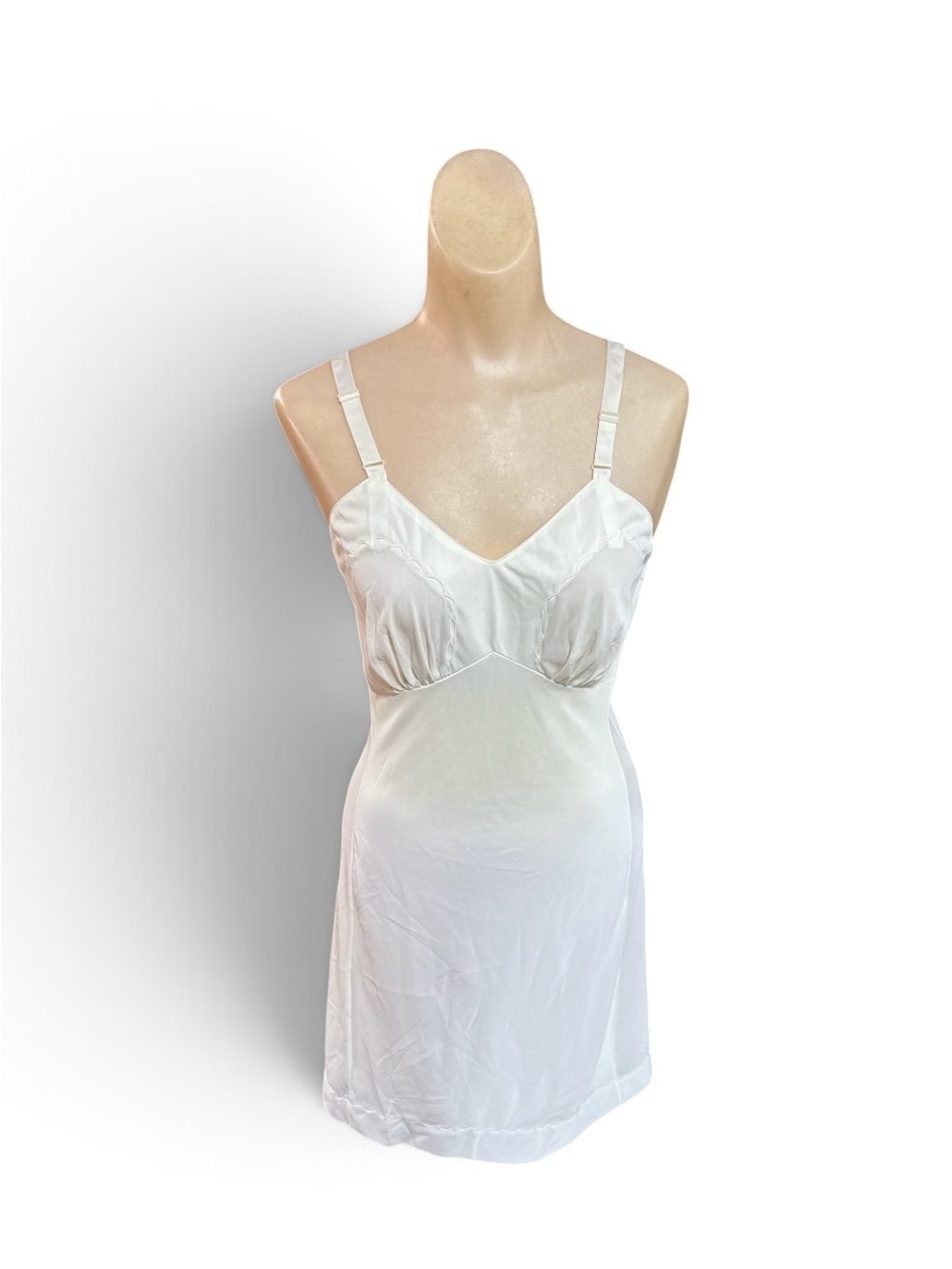Vintage 1960s Movie Star White Nylon Full Dress Slip Size 34 Average